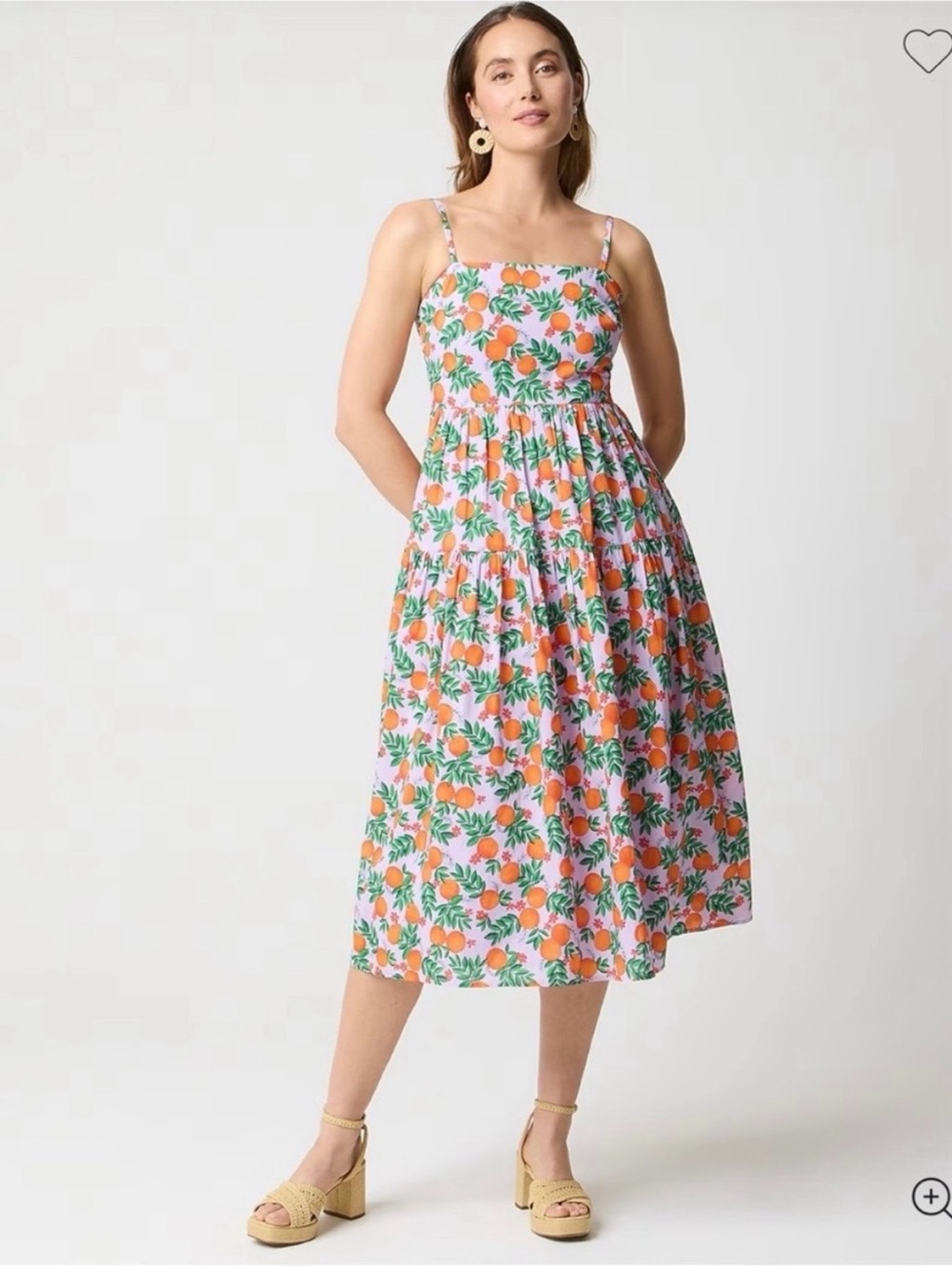 J Crew Orange Print Midi Dress